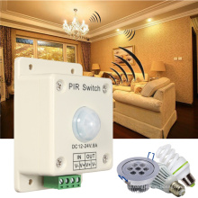 8A 12V ~ 24V Automatic PIR Infrared Motion Sensor light Switch for LED strips